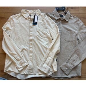 Kenneth Cole Mens‎ Techni-Cole Knit Shirts Tan Geometric lot size small cotton
